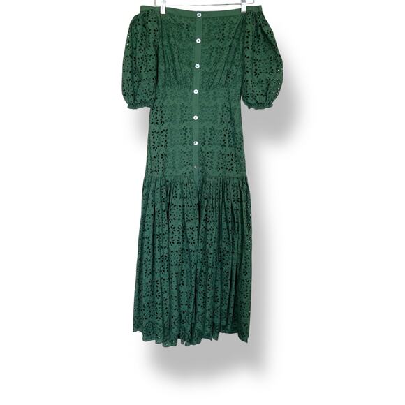 Veronica Beard Green Eyelet Cali Maxi Dress - Size 0 - Picture 2 of 9